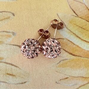 14k Gold Ball Stud Earrings with Swarovski Crystals 7mm